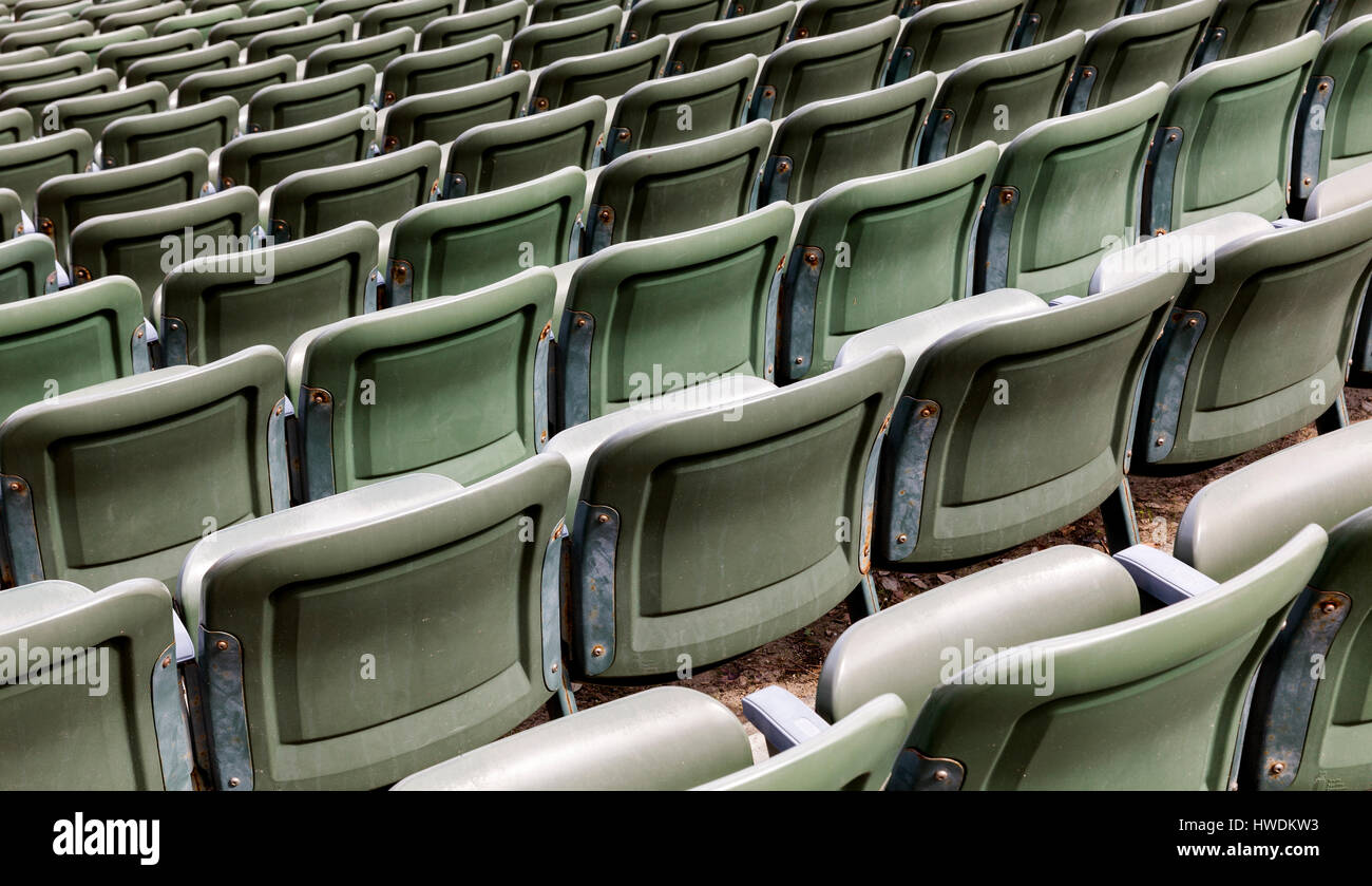 NC00635-00...NORTH CAROLINA - Rows of seats for the Lost Colony Theater at Fort Raleigh National Historic Site on Roanoke Island Stock Photo