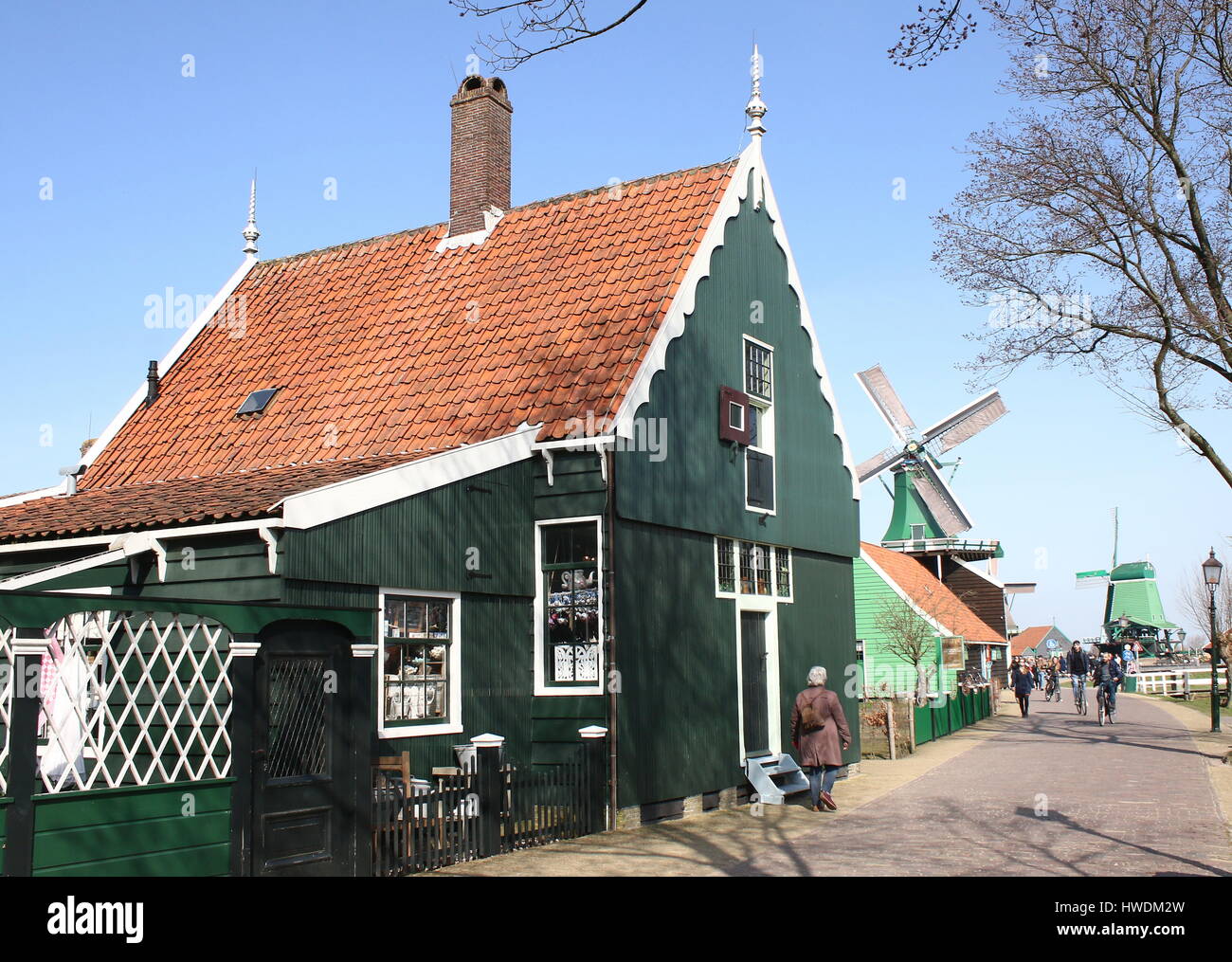 Late18th century Mustard Mill De Huisman at Zaanse Schans, Zaandam / Zaandijk, Netherlands Stock Photo