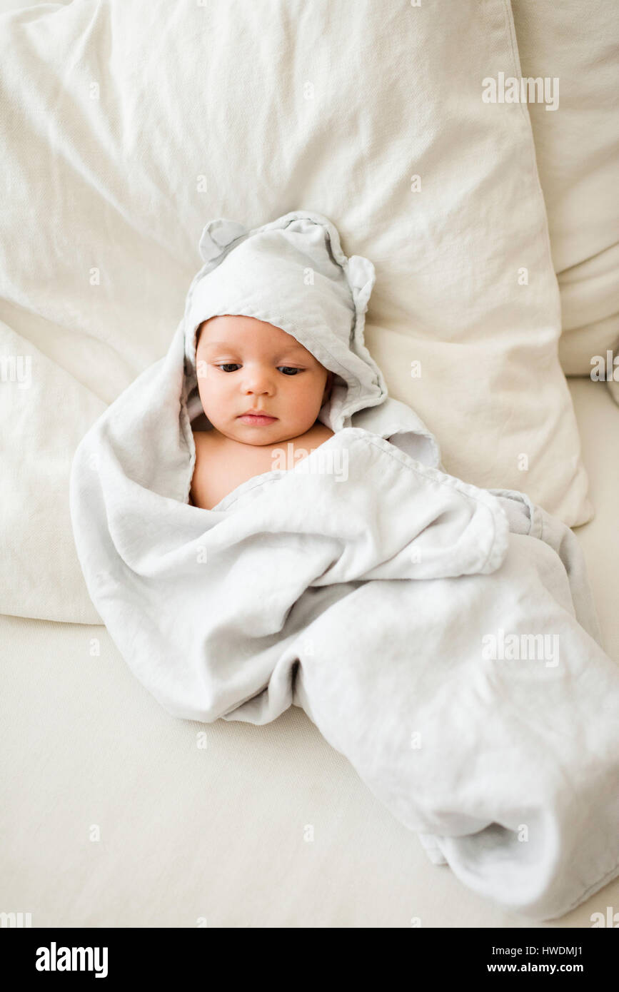 Newborn Baby Wrapped In Blanket