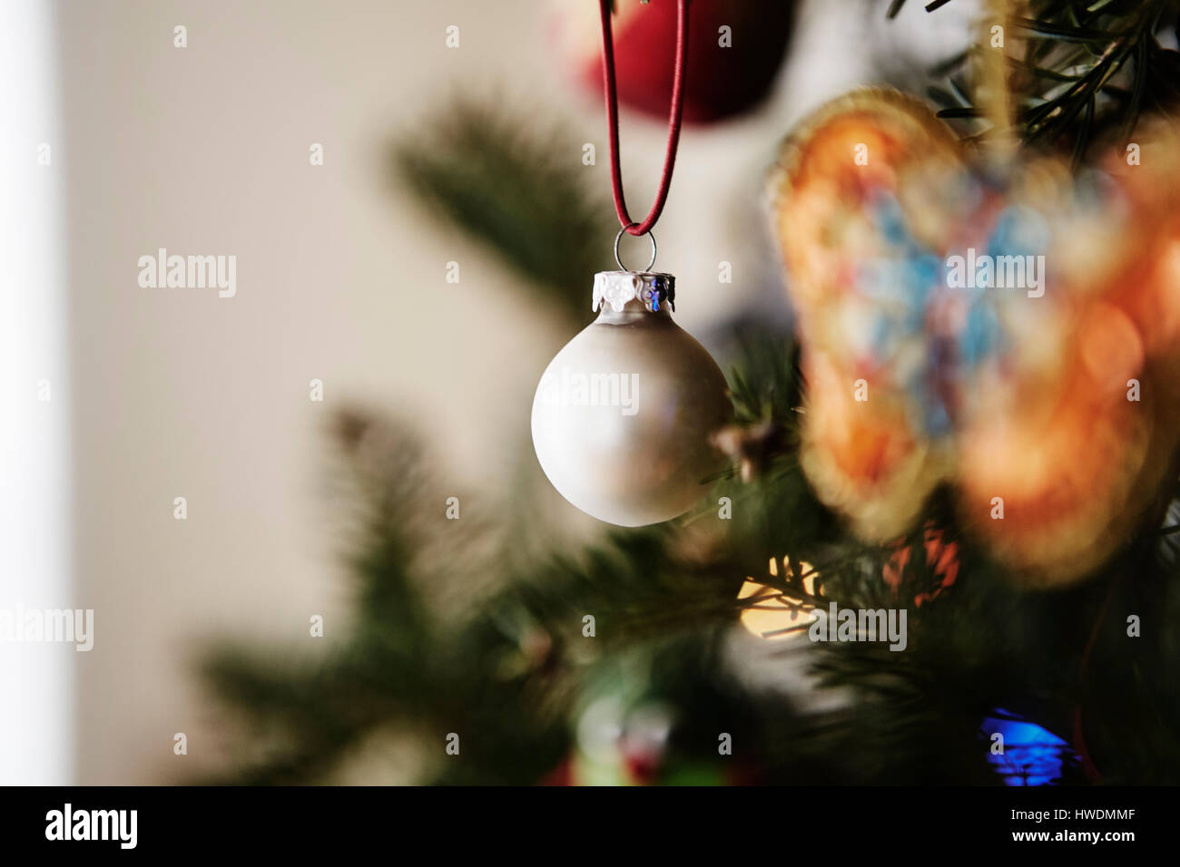 Christmas decoration, hanging on Christmas tree, close-up Stock Photo