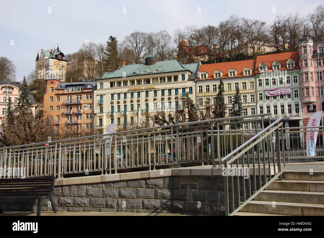 One of the main streets of the Czech town of Karlovy vary (Carlsbad ...