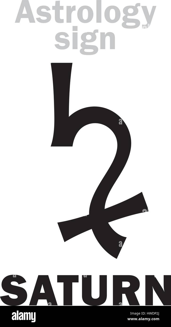 Astrology Alphabet: SATURN, classic major planet. Hieroglyphics character sign (single symbol). Stock Vector