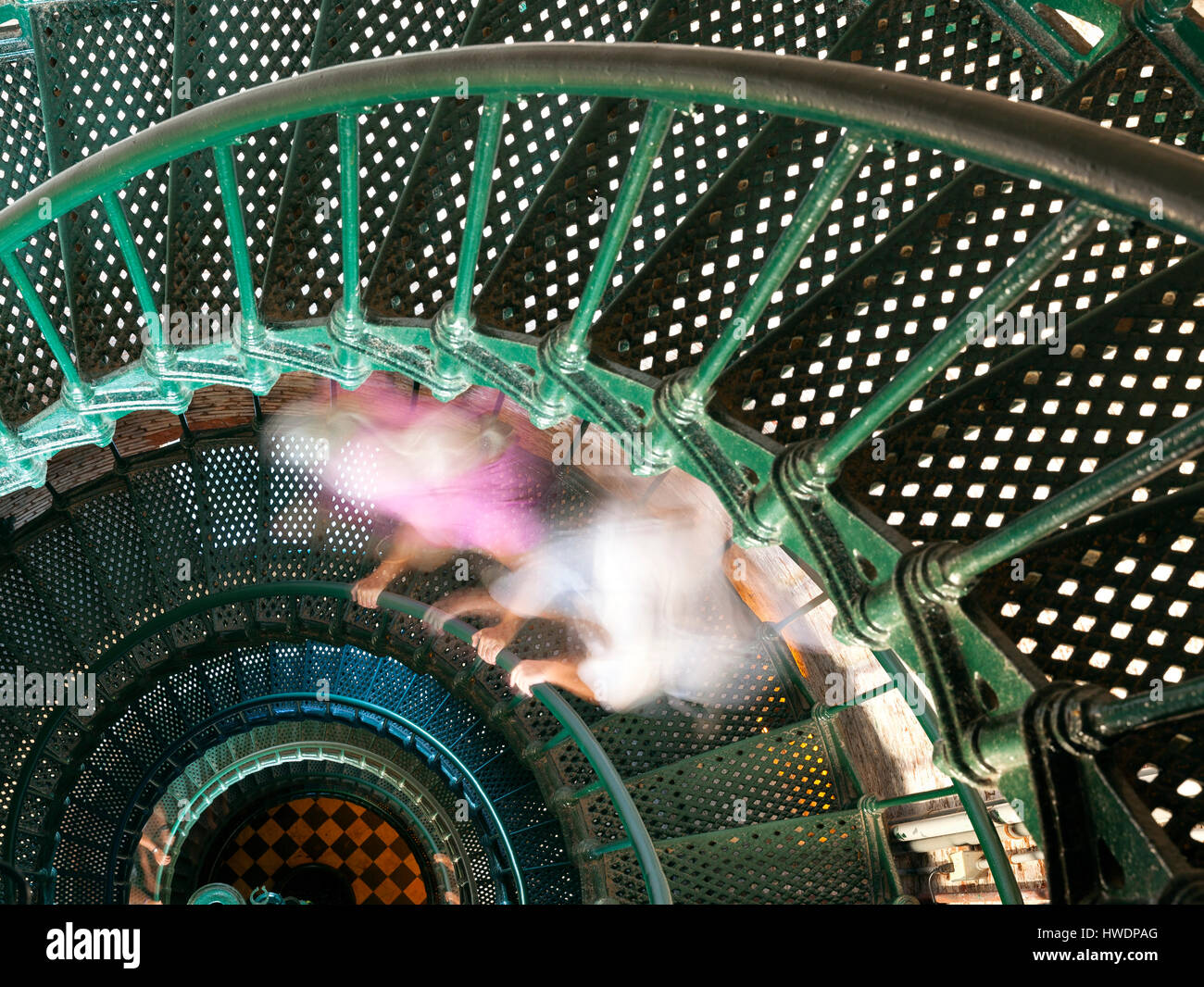 NC00758-00...NORTH CAROLINA - Stairwell inside the Currituck Light Station in the town of Corolla on the Outer Banks. Stock Photo