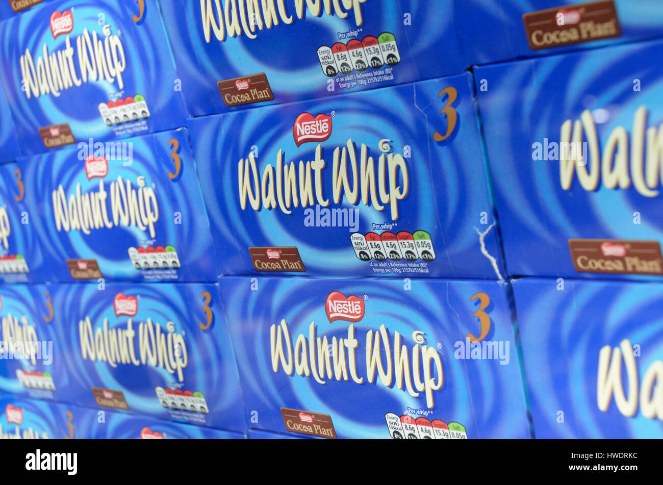 Walnut Whip chocolate boxes shop display Stock Photo Alamy