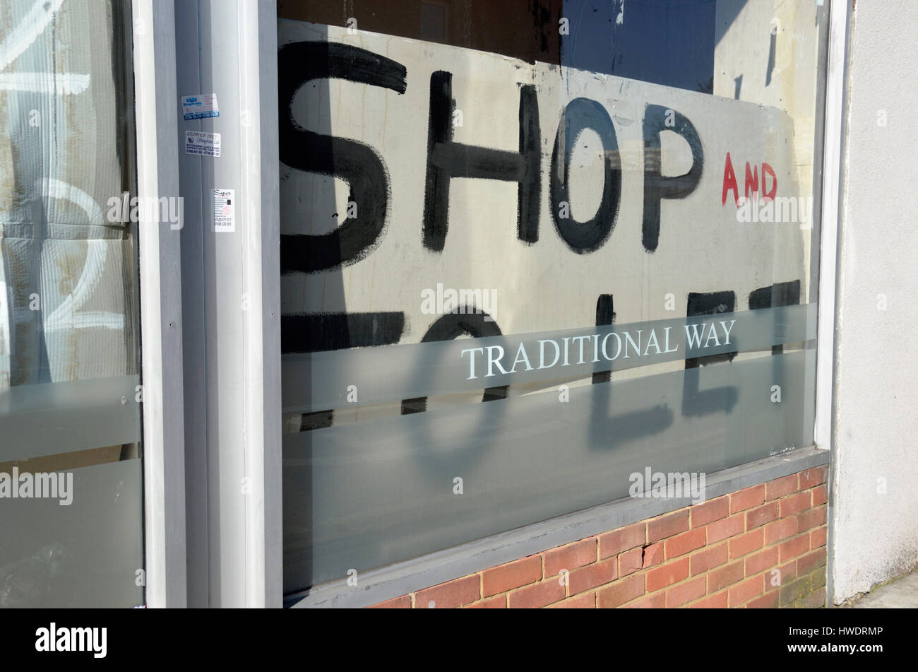 Shop to Let sign in a shop window. Stock Photo