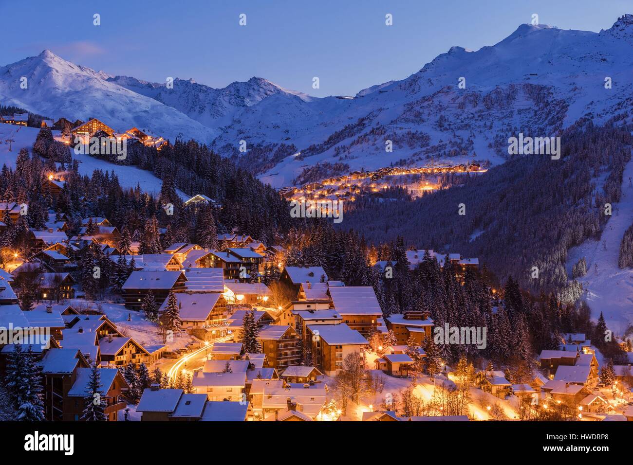 France, Savoie, Tarentaise valley, Meribel is one of the largest skiresort  village in France, in the heart of Les Trois Vallees (The Three Valleys),  one of the biggest ski areas in the