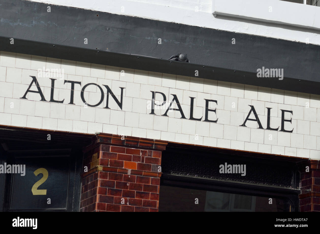 Alton Pale Ale sign outside a pub, London, UK. Stock Photo