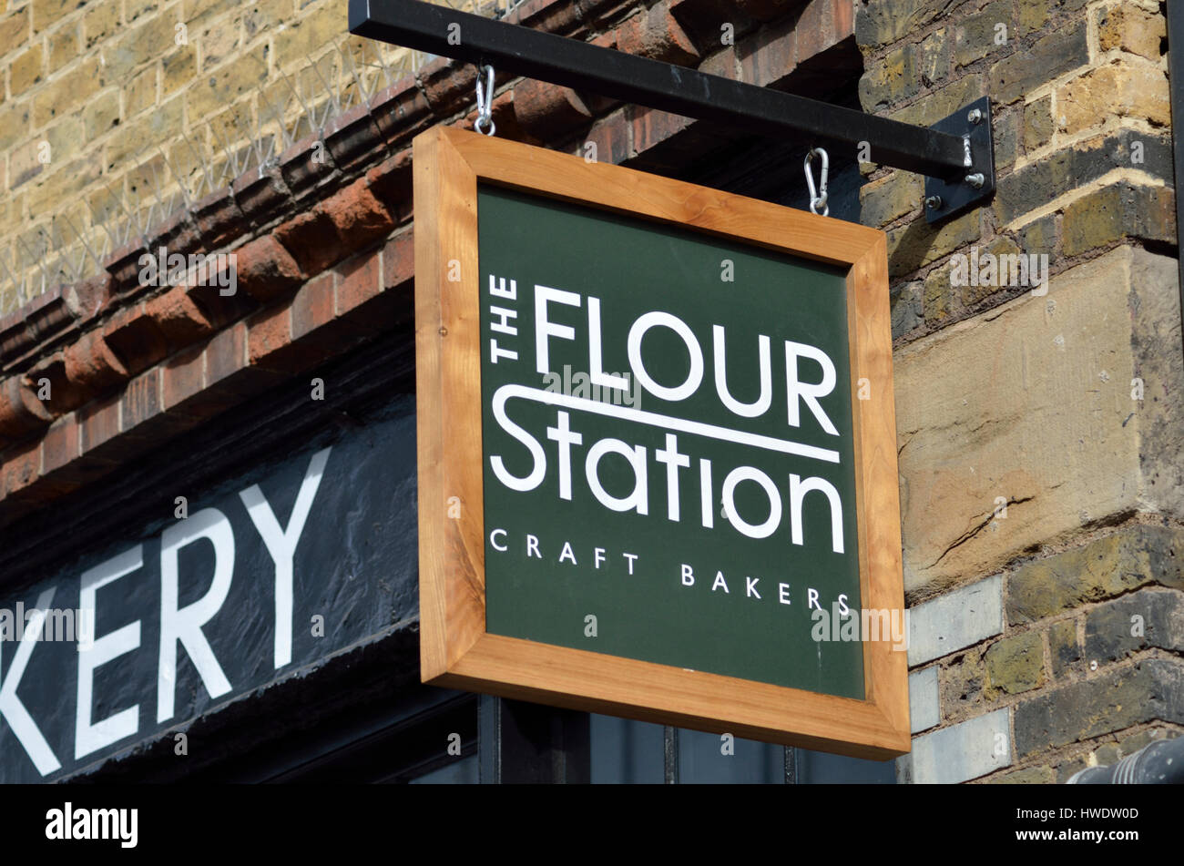The Flour Station craft bakers in Stables Market, Camden Town, London, UK. Stock Photo