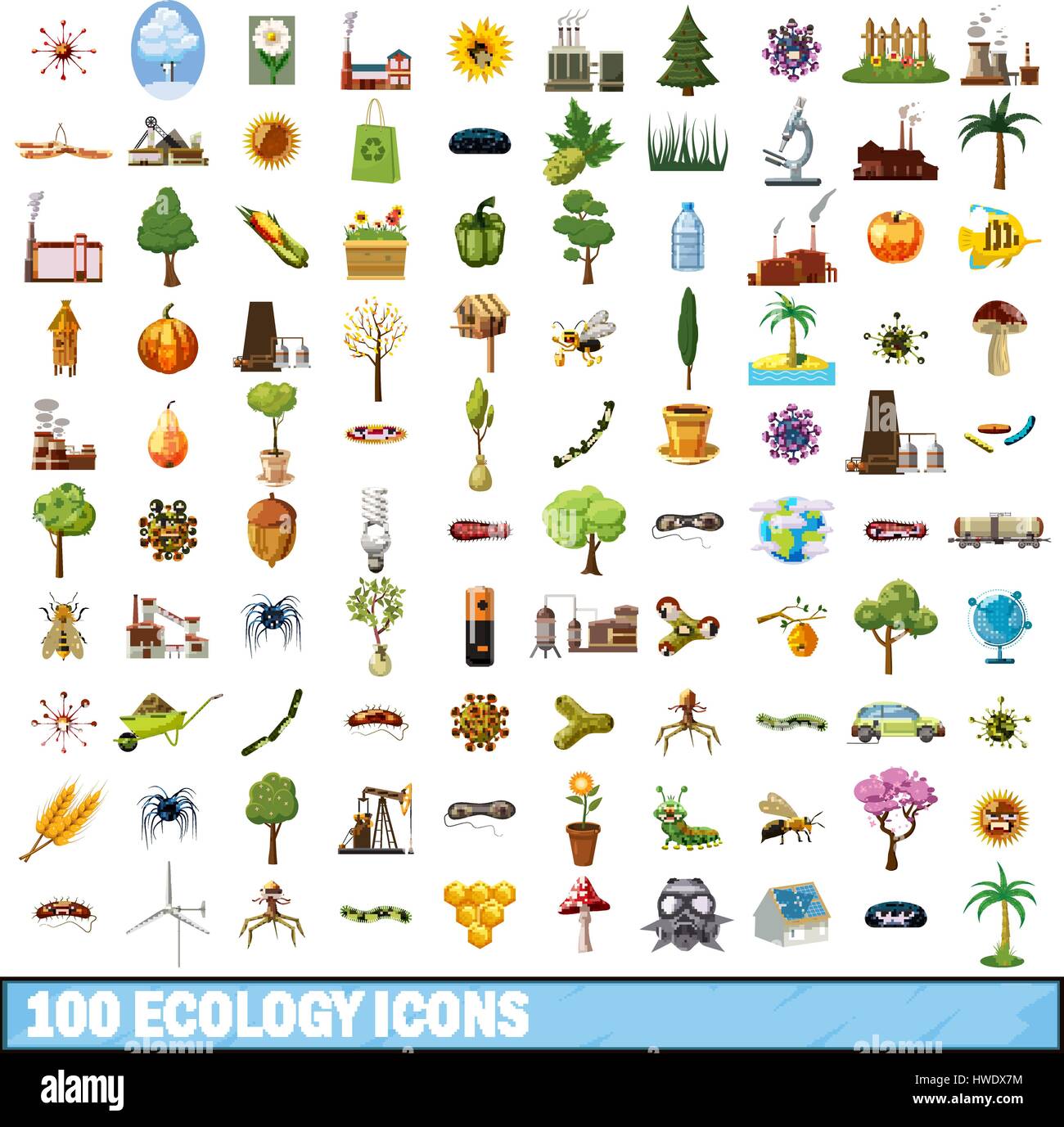 100 ecology icons set, cartoon style Stock Vector Image & Art - Alamy