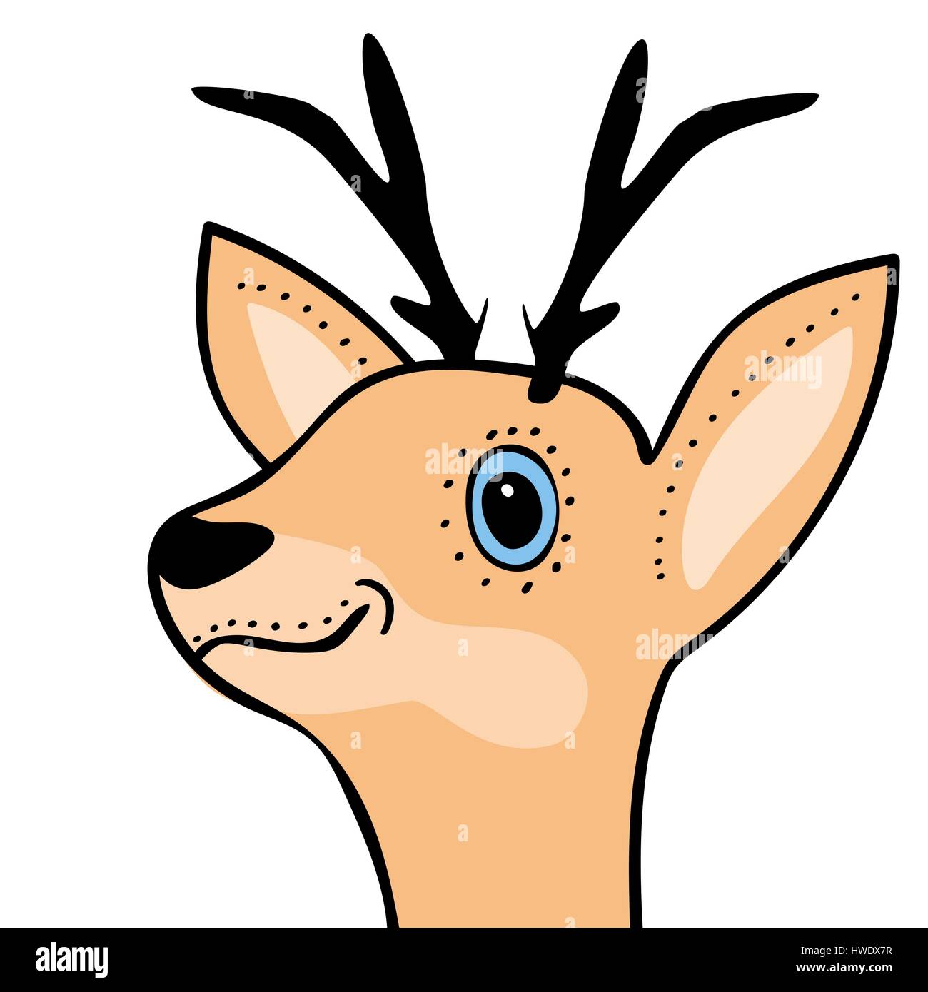 Cute Funny Deer Head Cartoon Stock Vector Image Art Alamy