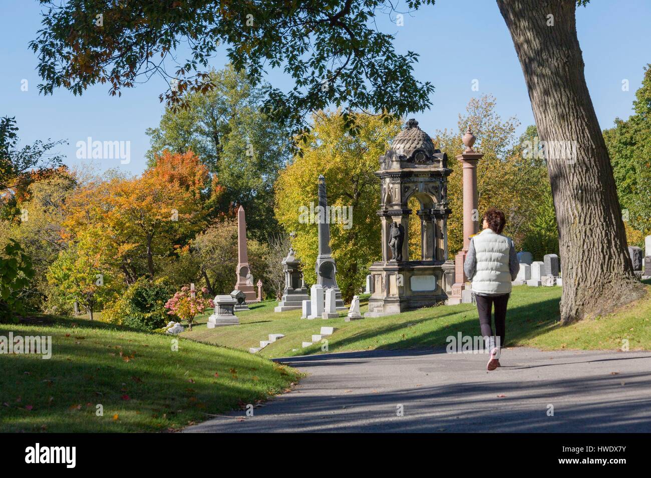 Canada, Quebec province, Montreal, Mount Royal Cemetery in Autumn Stock