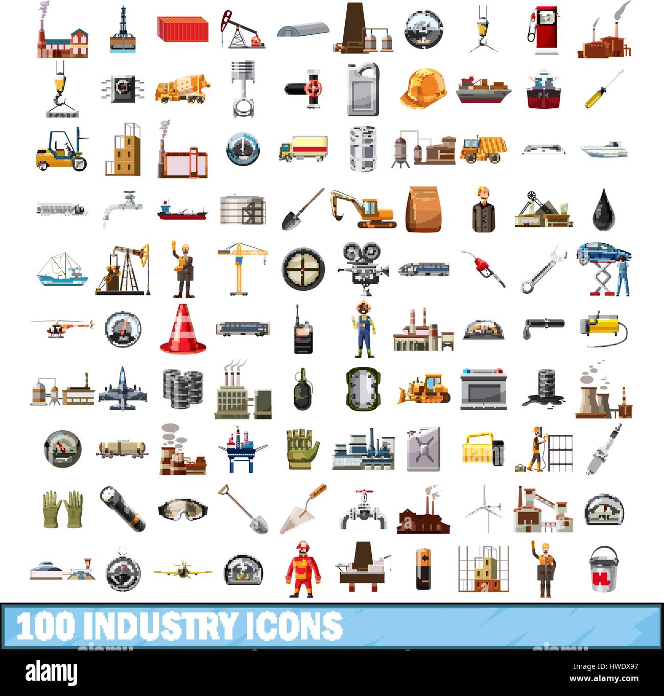 100 industry icons set, cartoon style Stock Vector Image & Art - Alamy