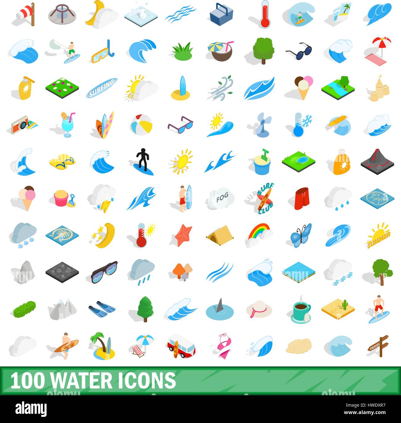 100 water icons set, isometric 3d style Stock Vector Image & Art - Alamy