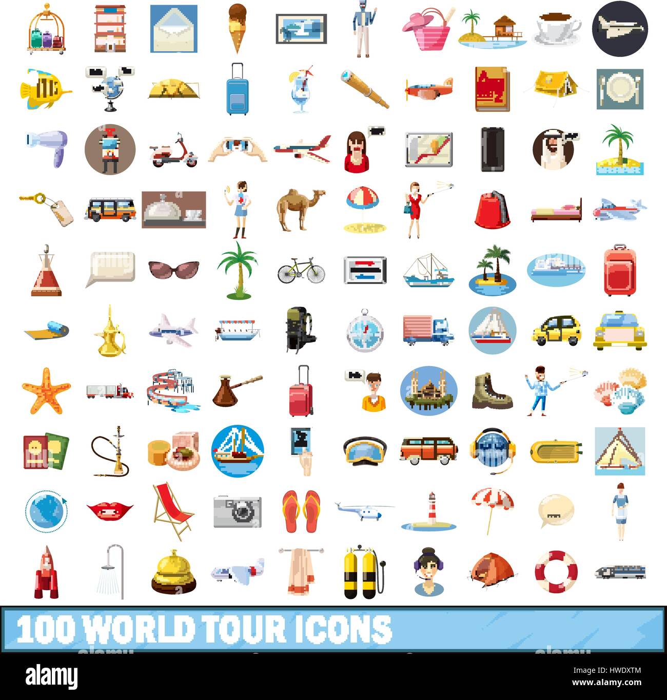 100 world tour icons set, cartoon style Stock Vector Image & Art - Alamy