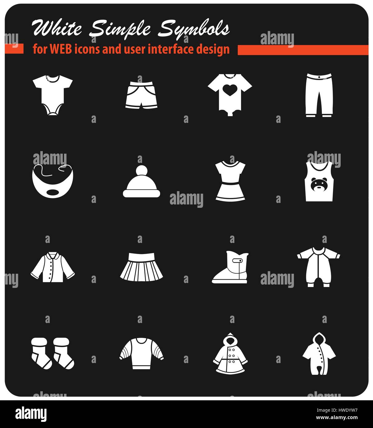 baby clothes vector icons for user interface design Stock Vector Image ...