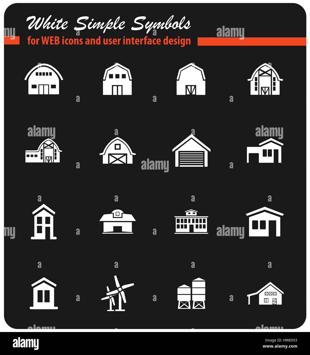 farm building vector icons for user interface design Stock Vector Image ...