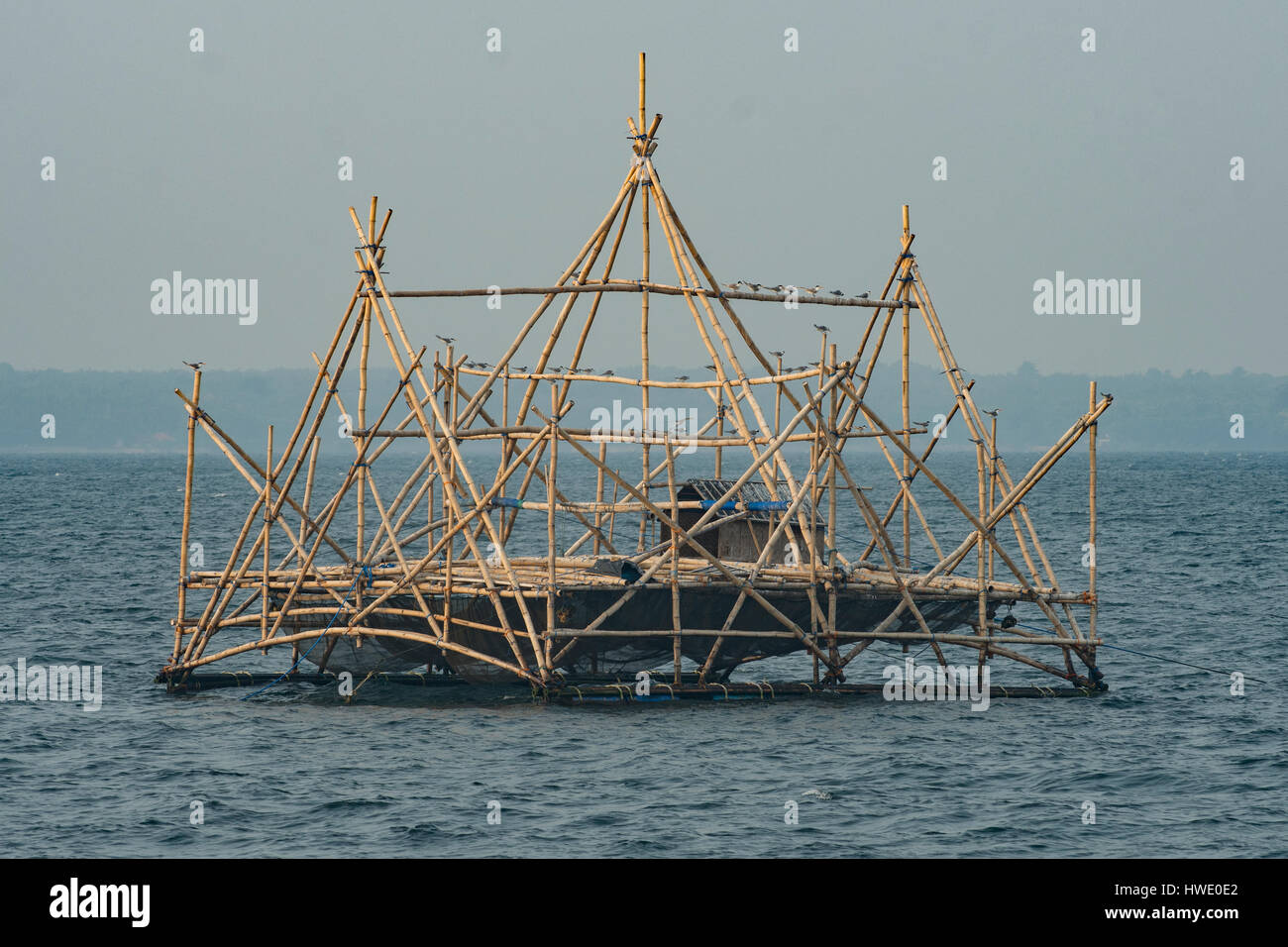 Fishing Platform near Sumenep, Madura, Indonesia Stock Photo