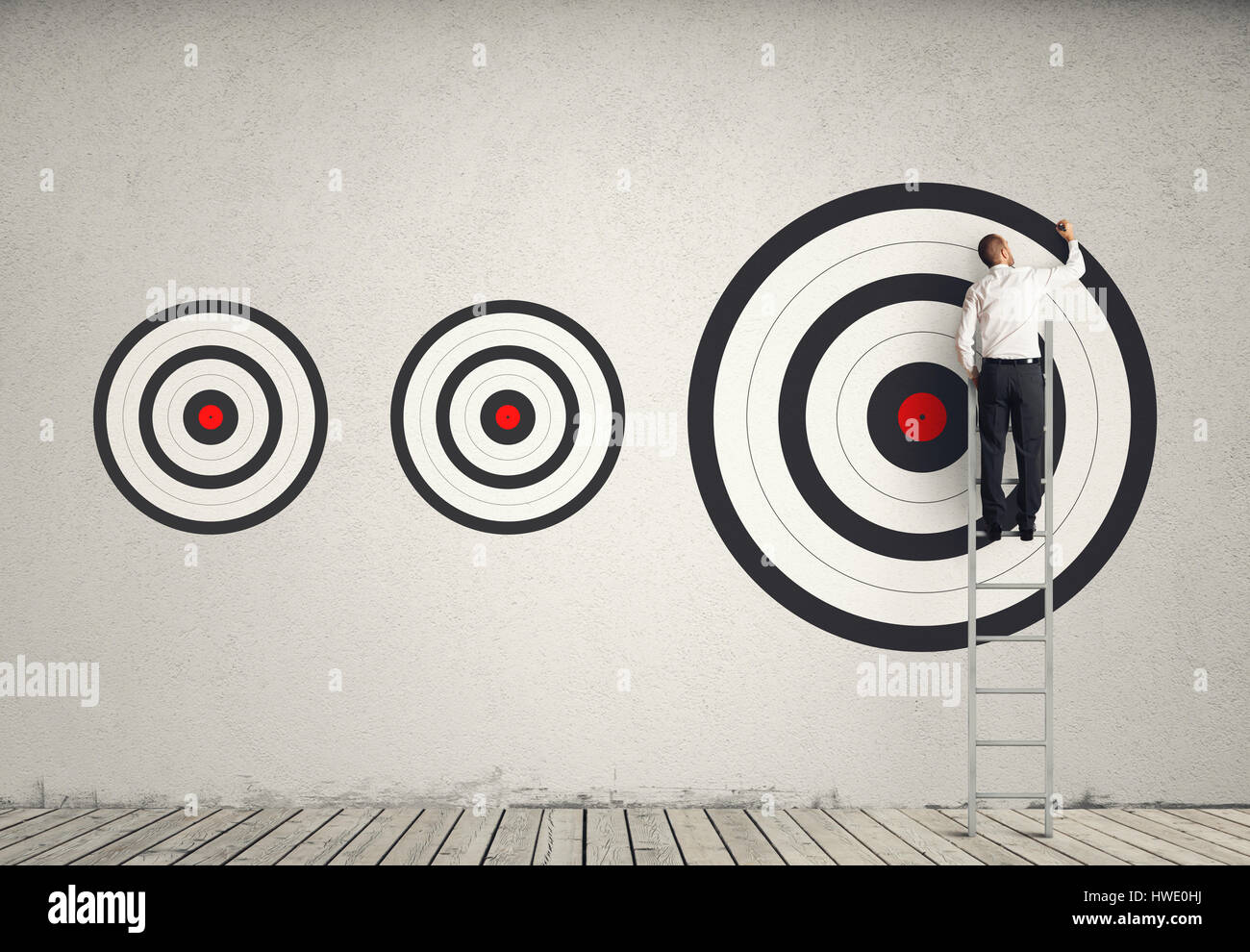 Hitting bigger business target Stock Photo