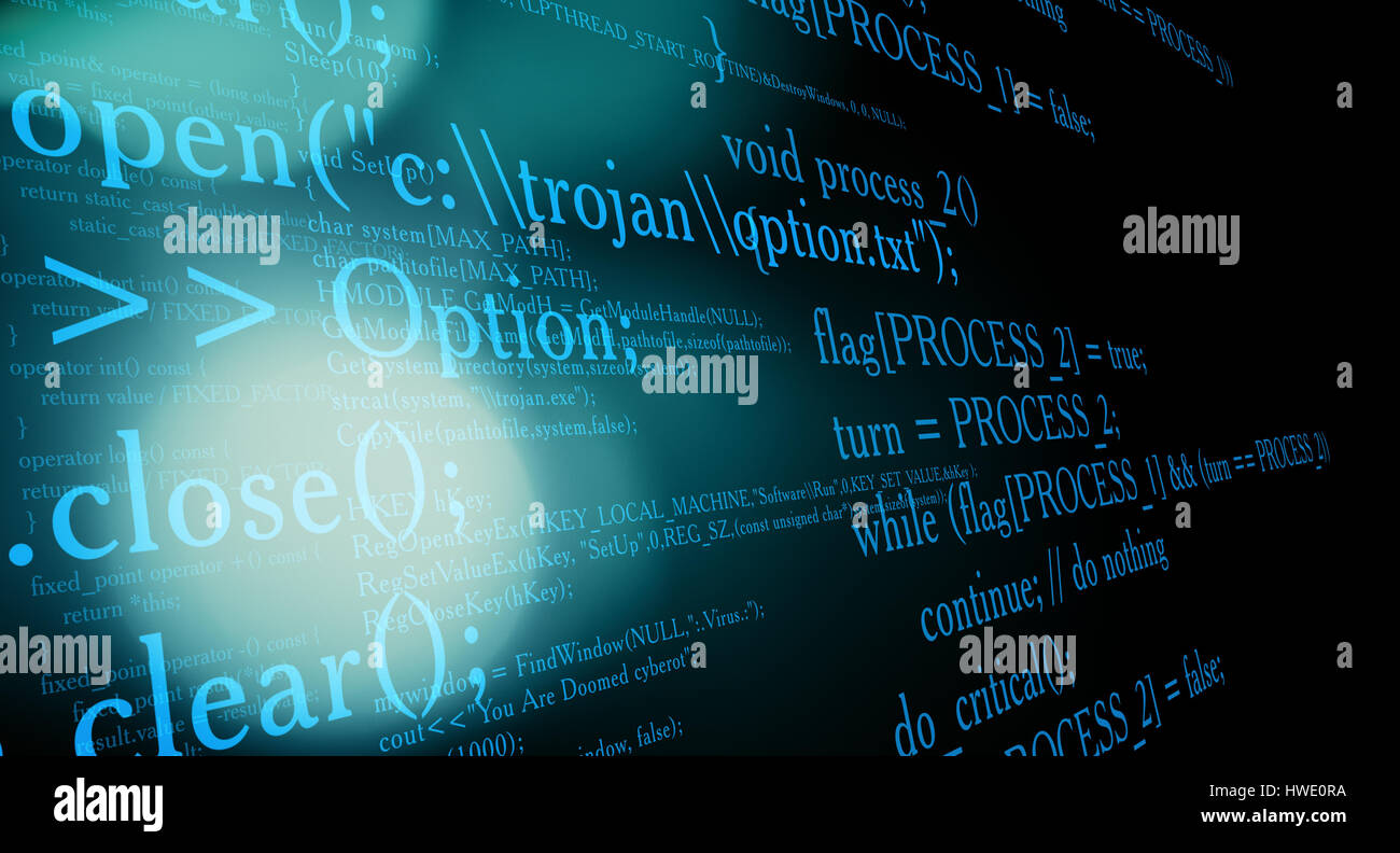 Dangerous computer trojan virus code Stock Photo - Alamy