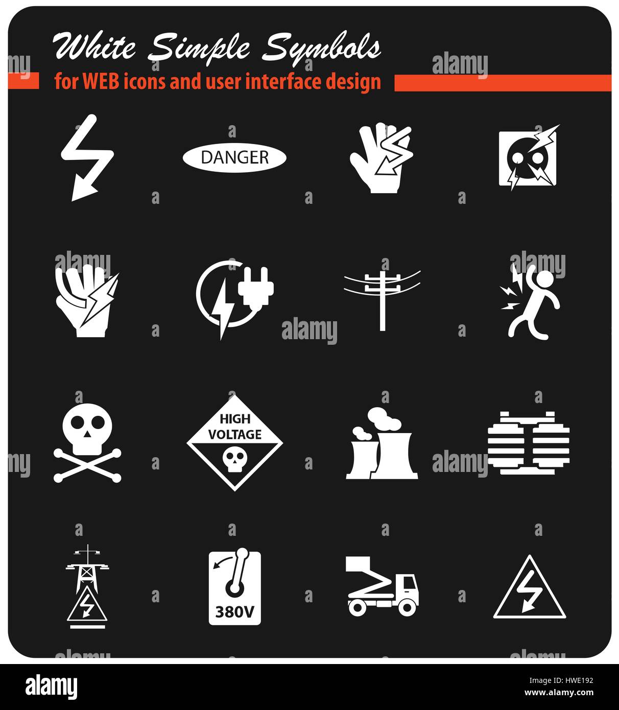 high voltage vector icons for user interface design Stock Vector Image ...