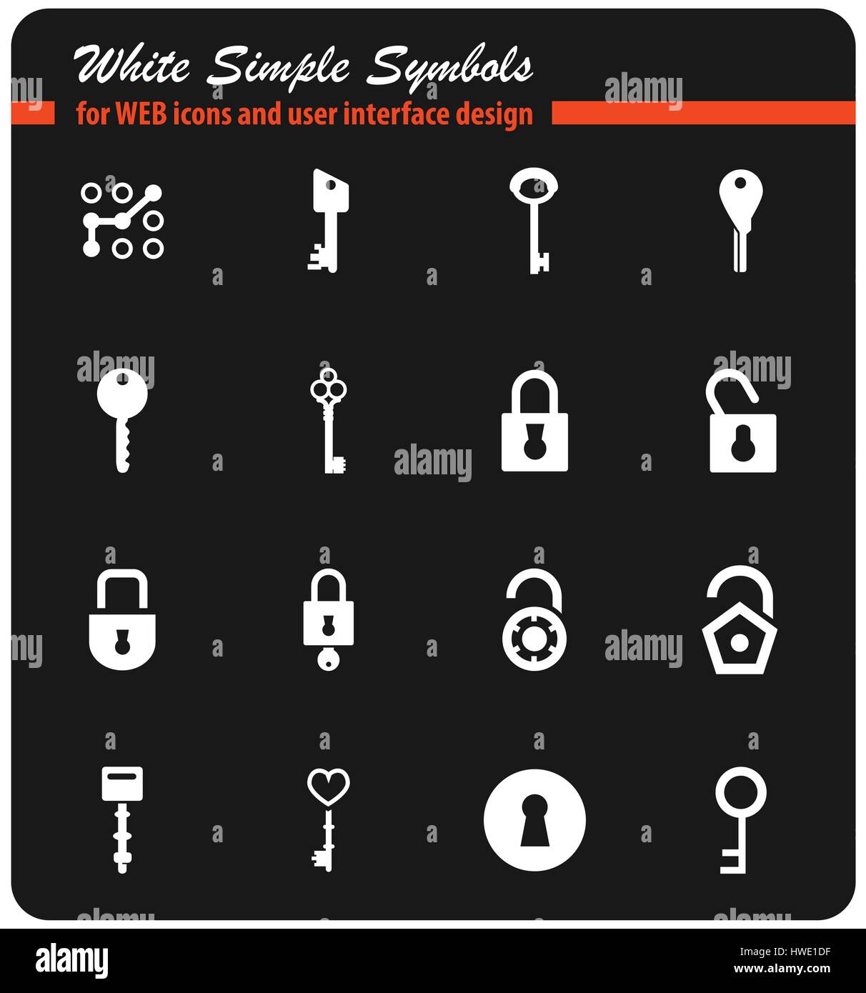 lock and key vector icons for user interface design Stock Vector Image ...
