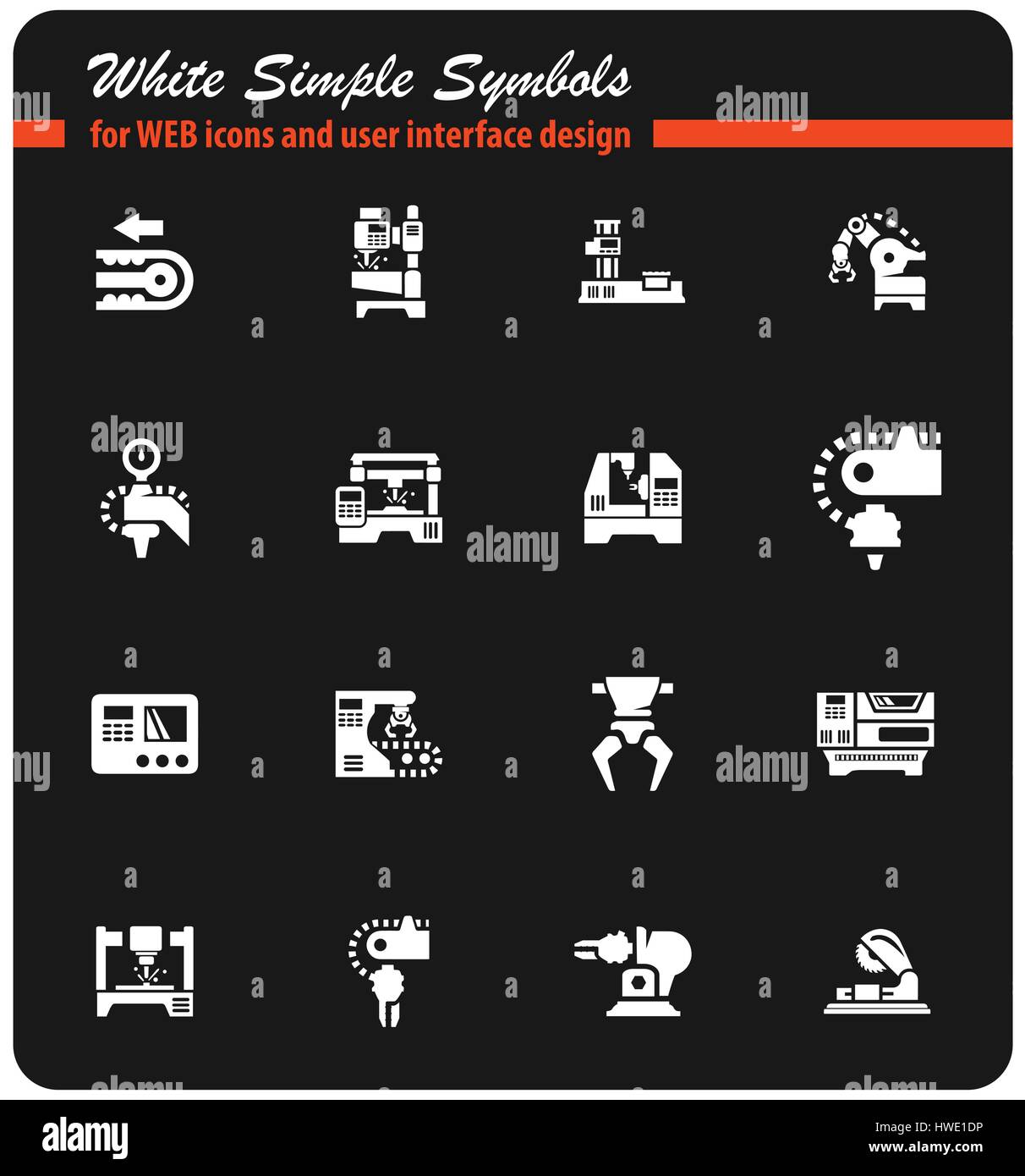 machine tools vector icons for user interface design Stock Vector Image ...