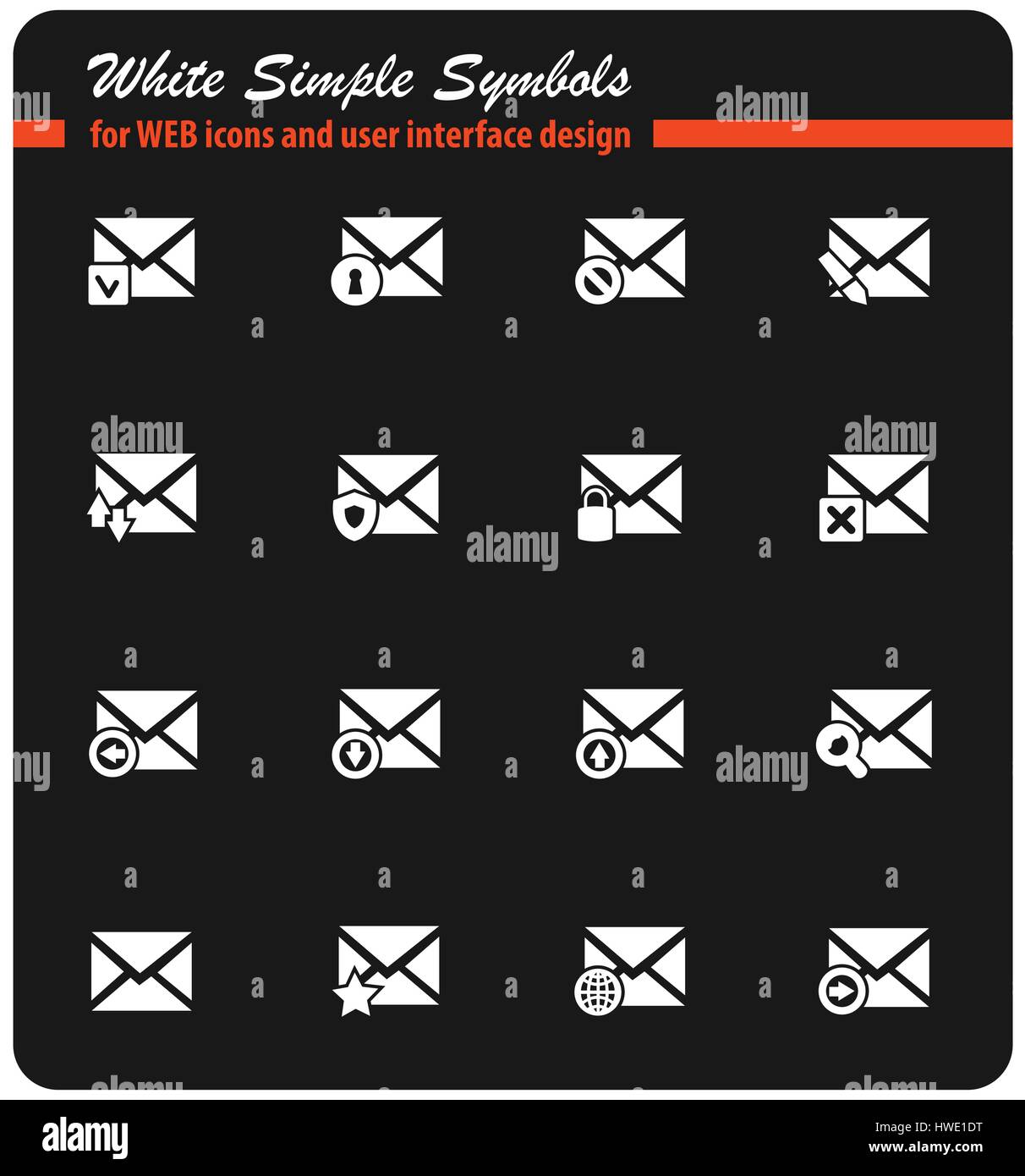 mail and envelope vector icons for user interface design Stock Vector ...