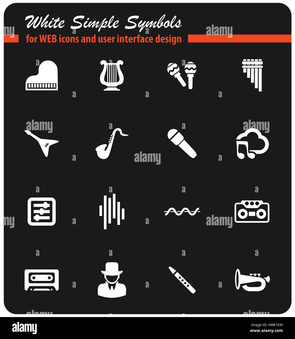 music vector icons for user interface design Stock Vector Image & Art ...