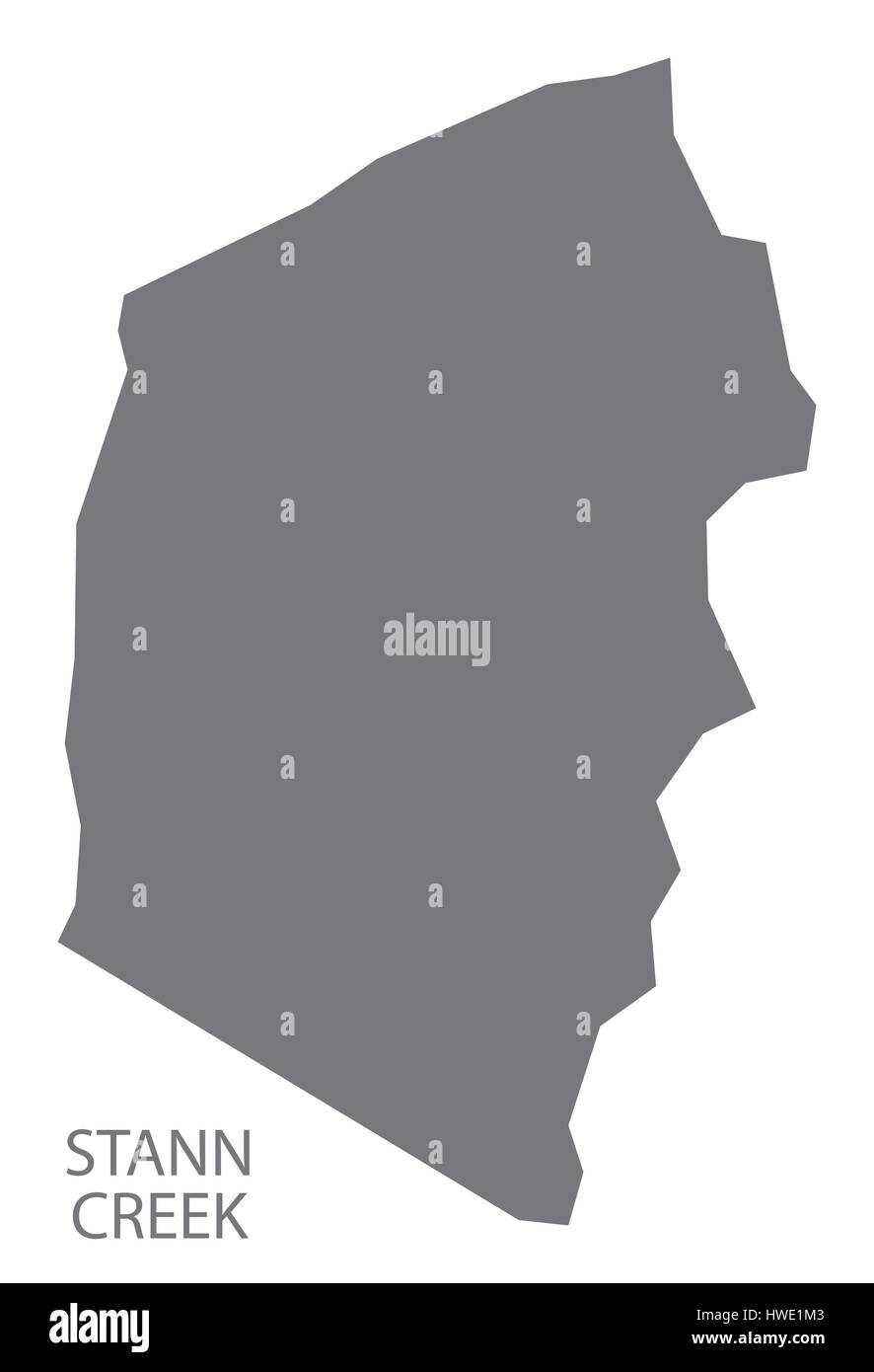Stann creek belize district map grey illustration silhouette hi-res ...