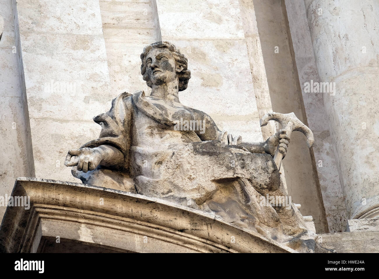 Angel on facade of San Marcello al Corso church in Rome, Italy on September 03, 2016. Stock Photo