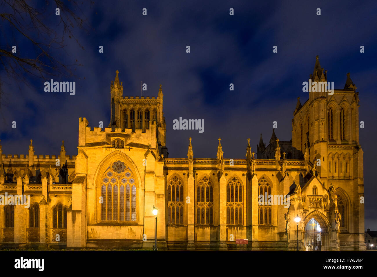 Bristol Cathedral at night Stock Photo