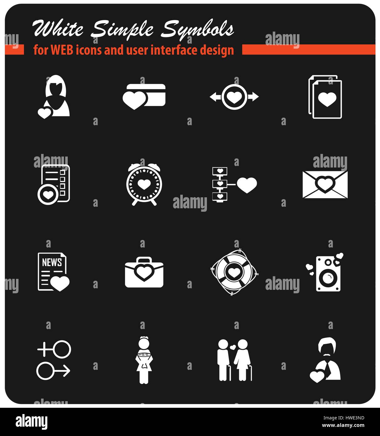 valentine day vector icons for user interface design Stock Vector Image ...