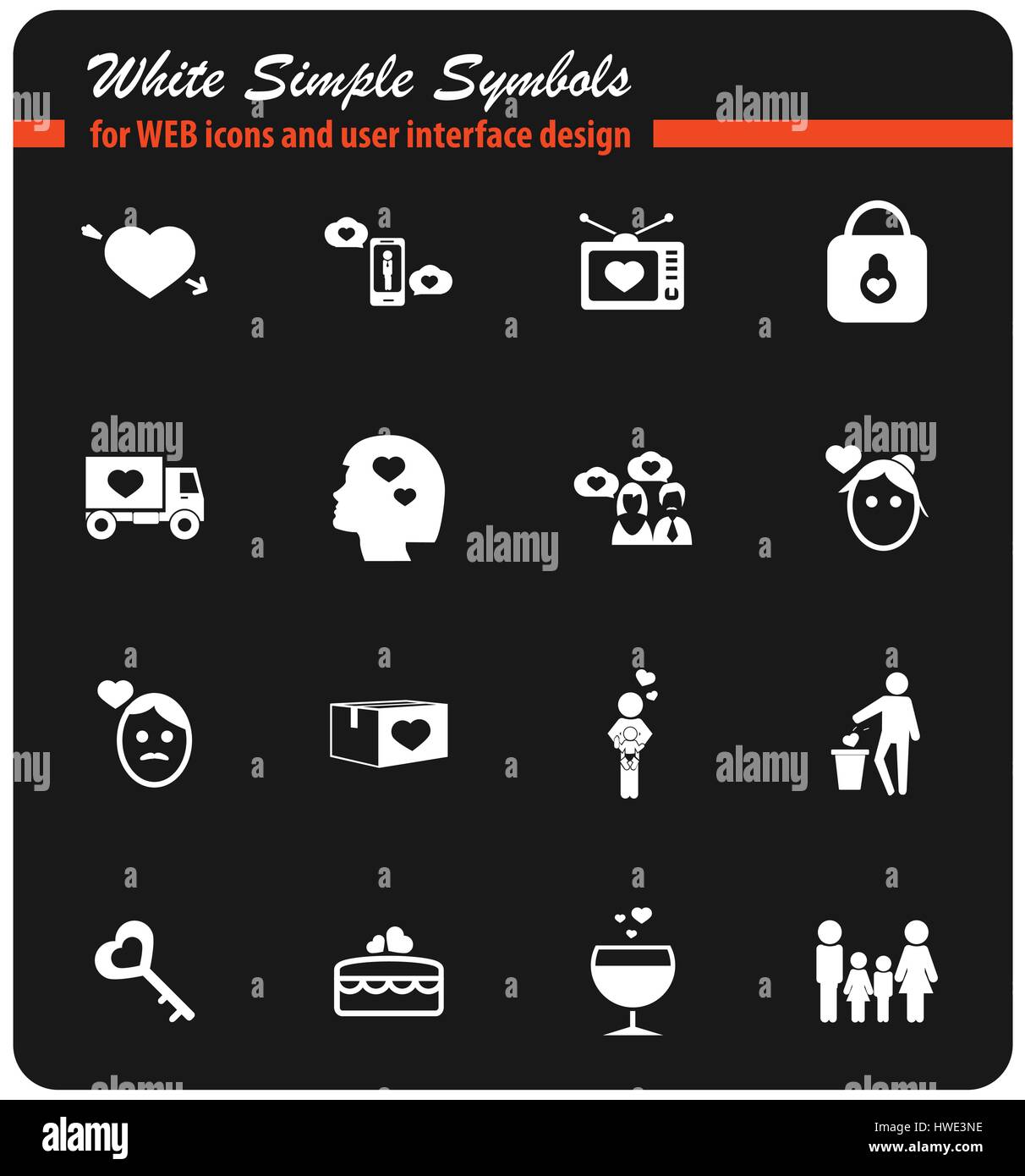 valentine day vector icons for user interface design Stock Vector Image ...