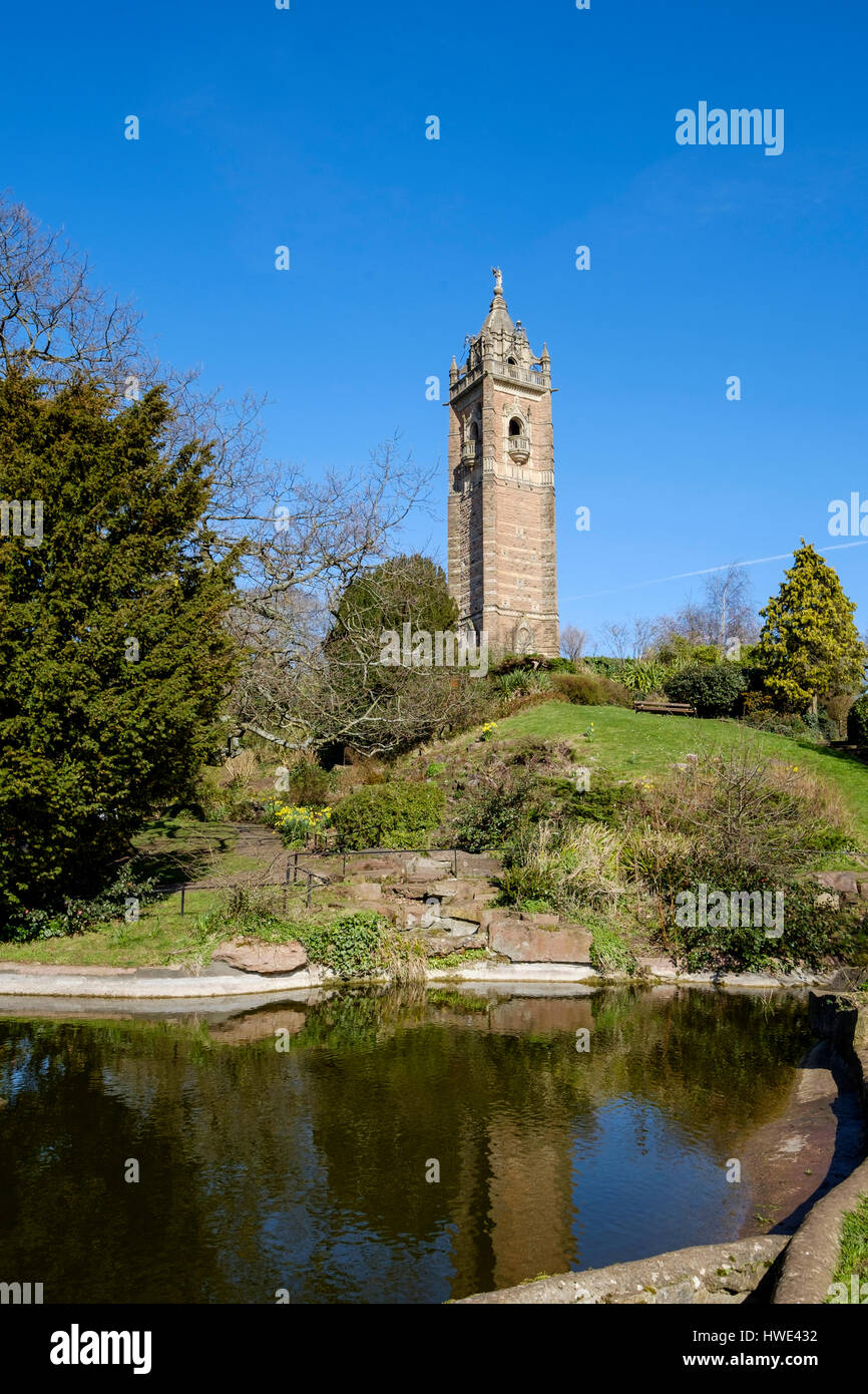 Cabot Tower in Bristol is a landmark that stands above the City. Stock Photo
