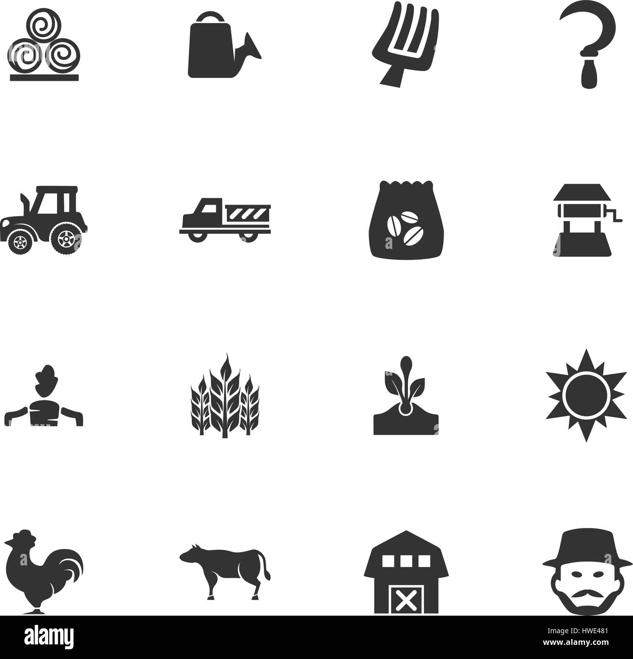 Agriculture and farming icon set for web sites and user interface Stock Vector