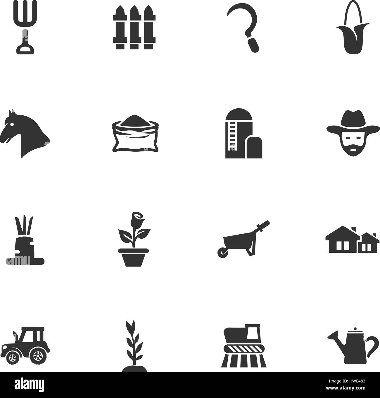 Agricultural icons set for web sites and user interface Stock Vector