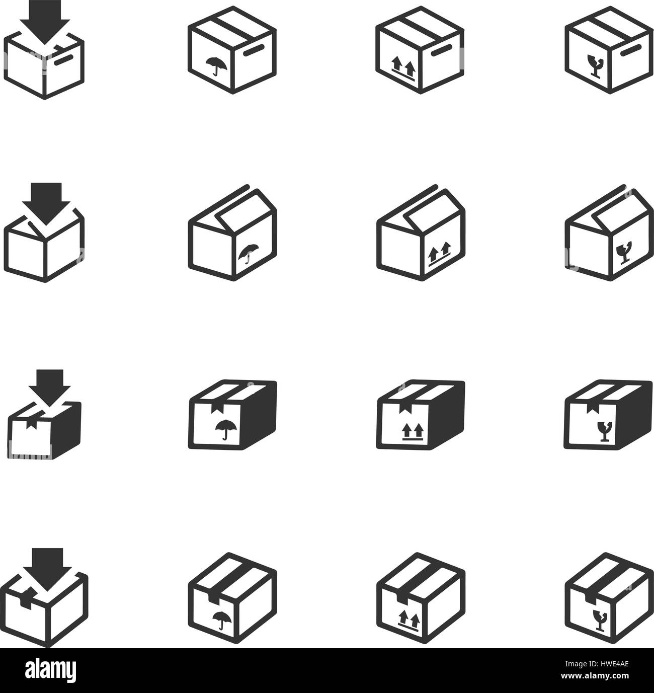 Simple set of box and crates related vector icons for your design Stock