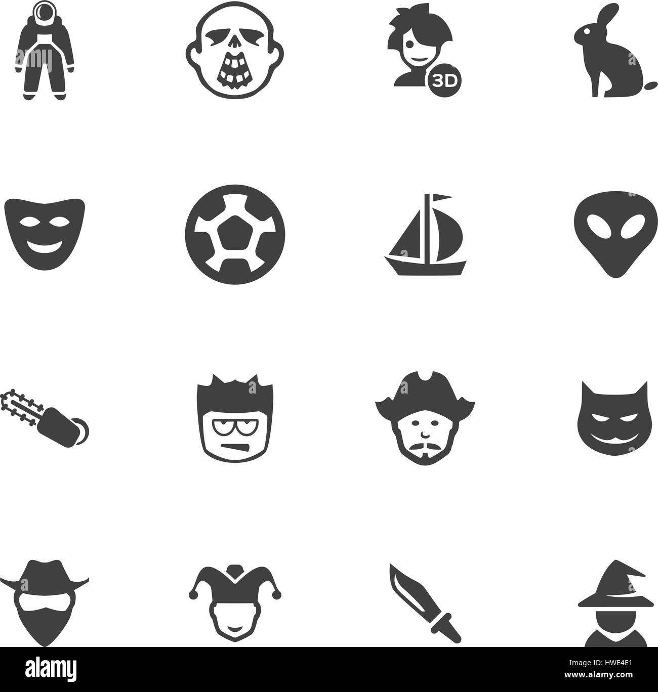 Set of movie genres black icons isolated on white. Vector illustration ...