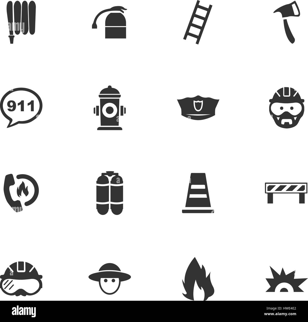 Fire brigade icons set for web sites and user interface Stock Vector ...
