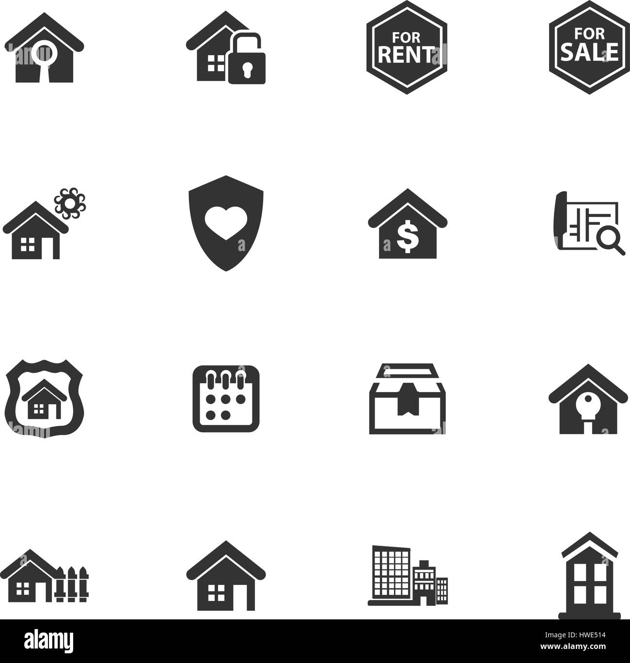 Real estate icons set for web sites and user interface Stock Vector