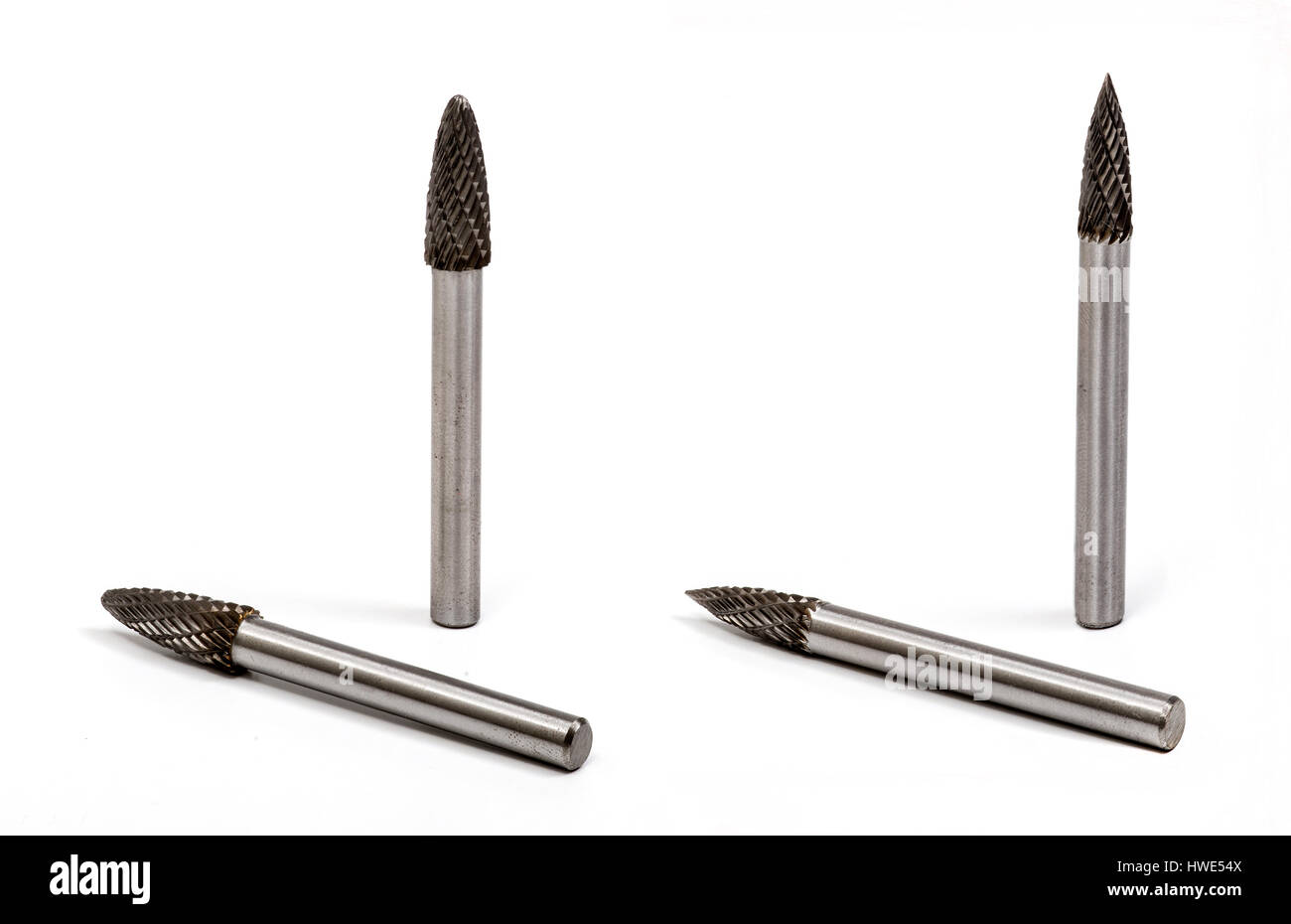 Grinding and polishing sanding drill bit on white background Stock