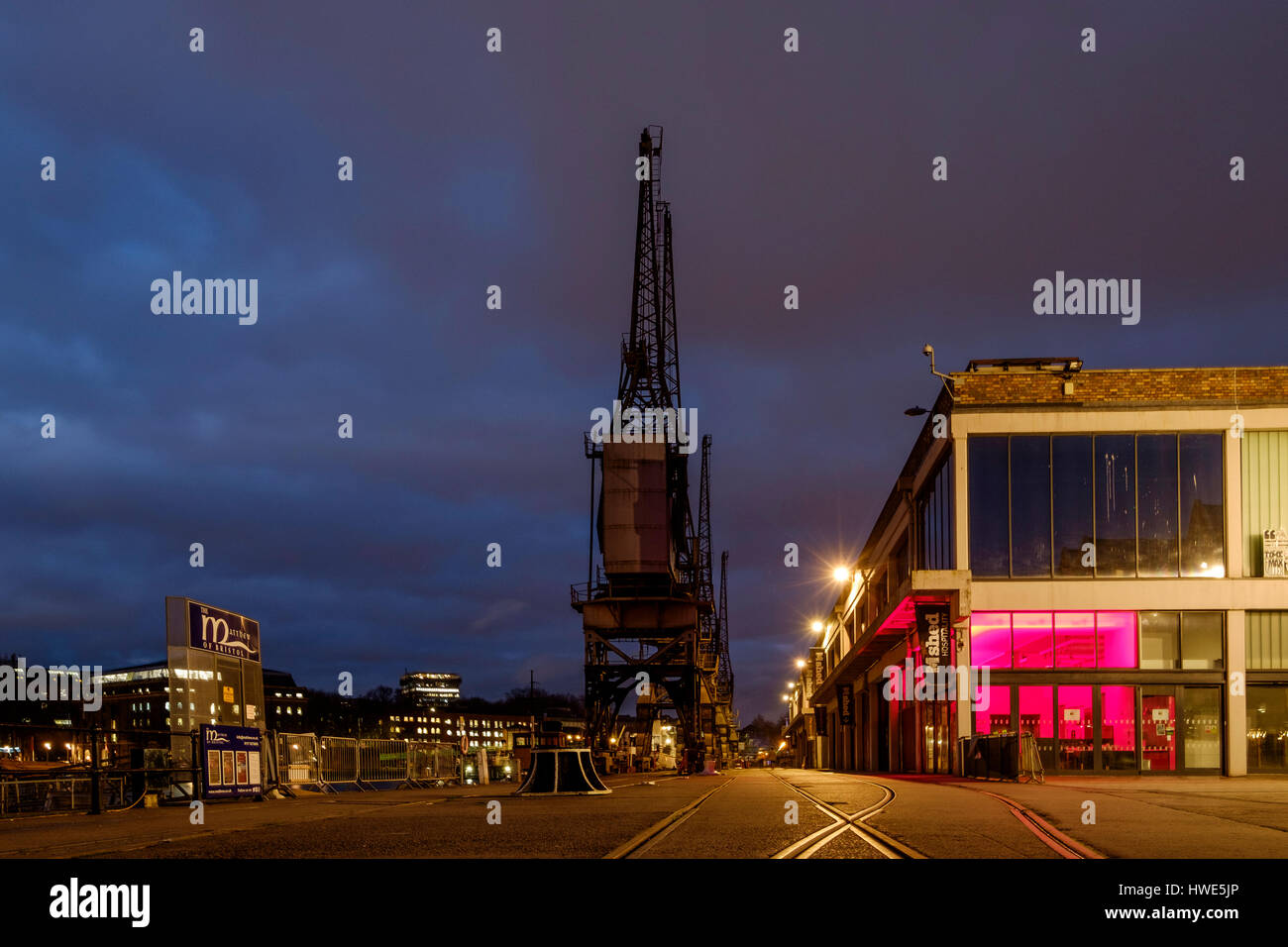 The harbourside in Bristol at night Stock Photo Alamy