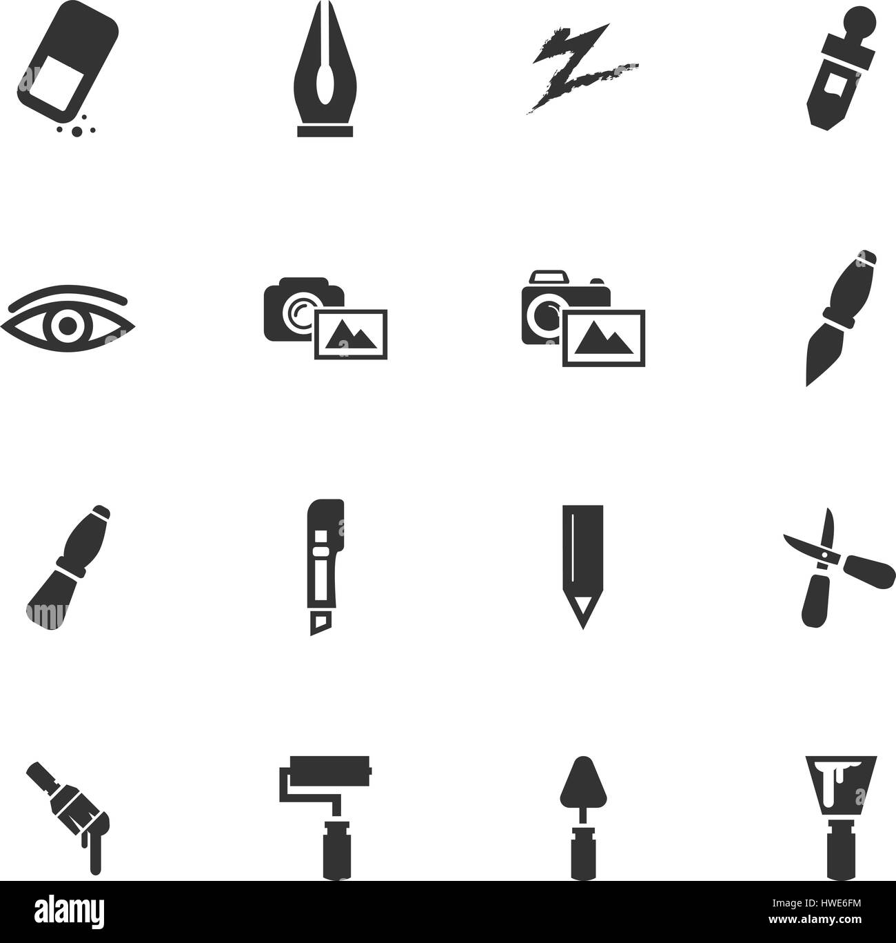 Art tools easy flat web icons for user interface design Stock Vector ...