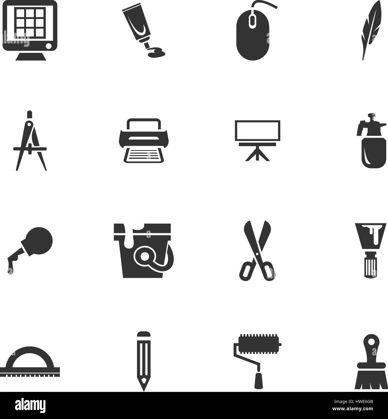 Art tools easy flat web icons for user interface design Stock Vector ...
