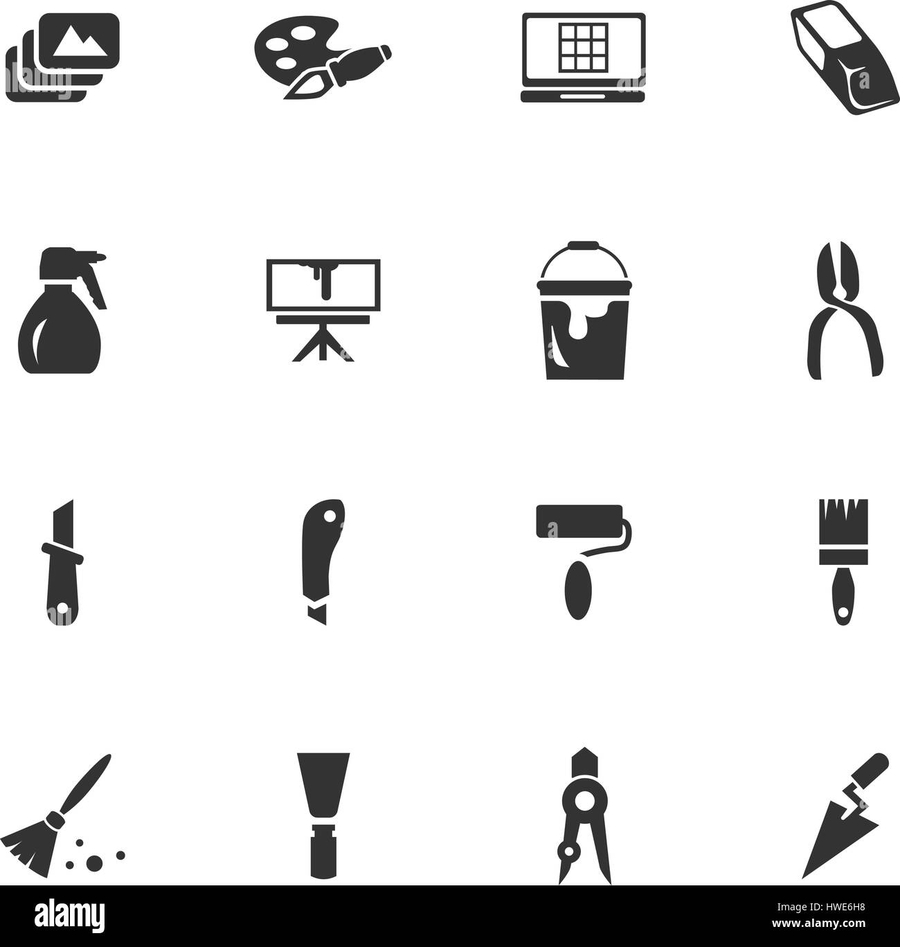 Art tools easy flat web icons for user interface design Stock Vector ...