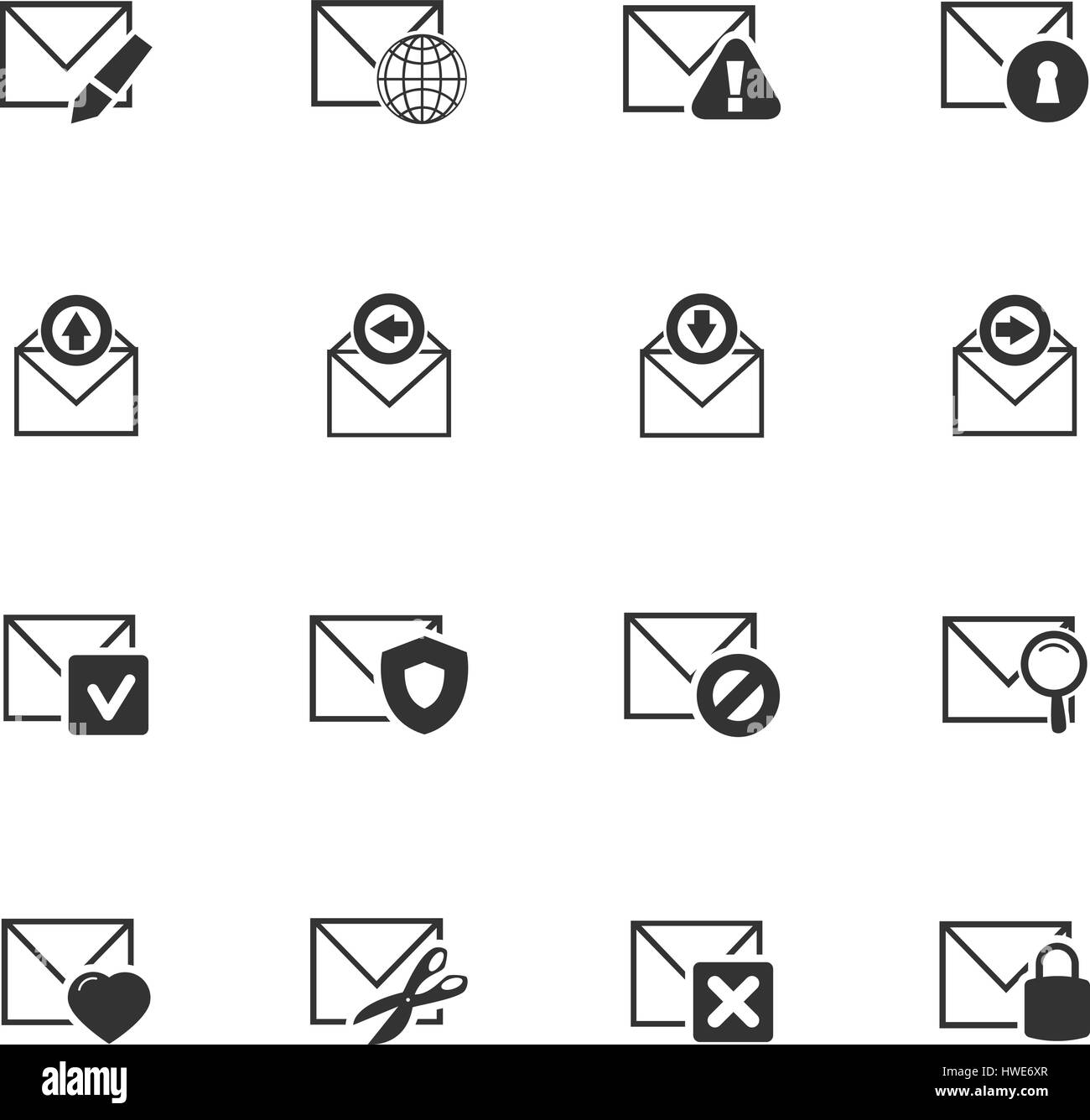 Mail and envelope icon set for web sites and user interface Stock ...