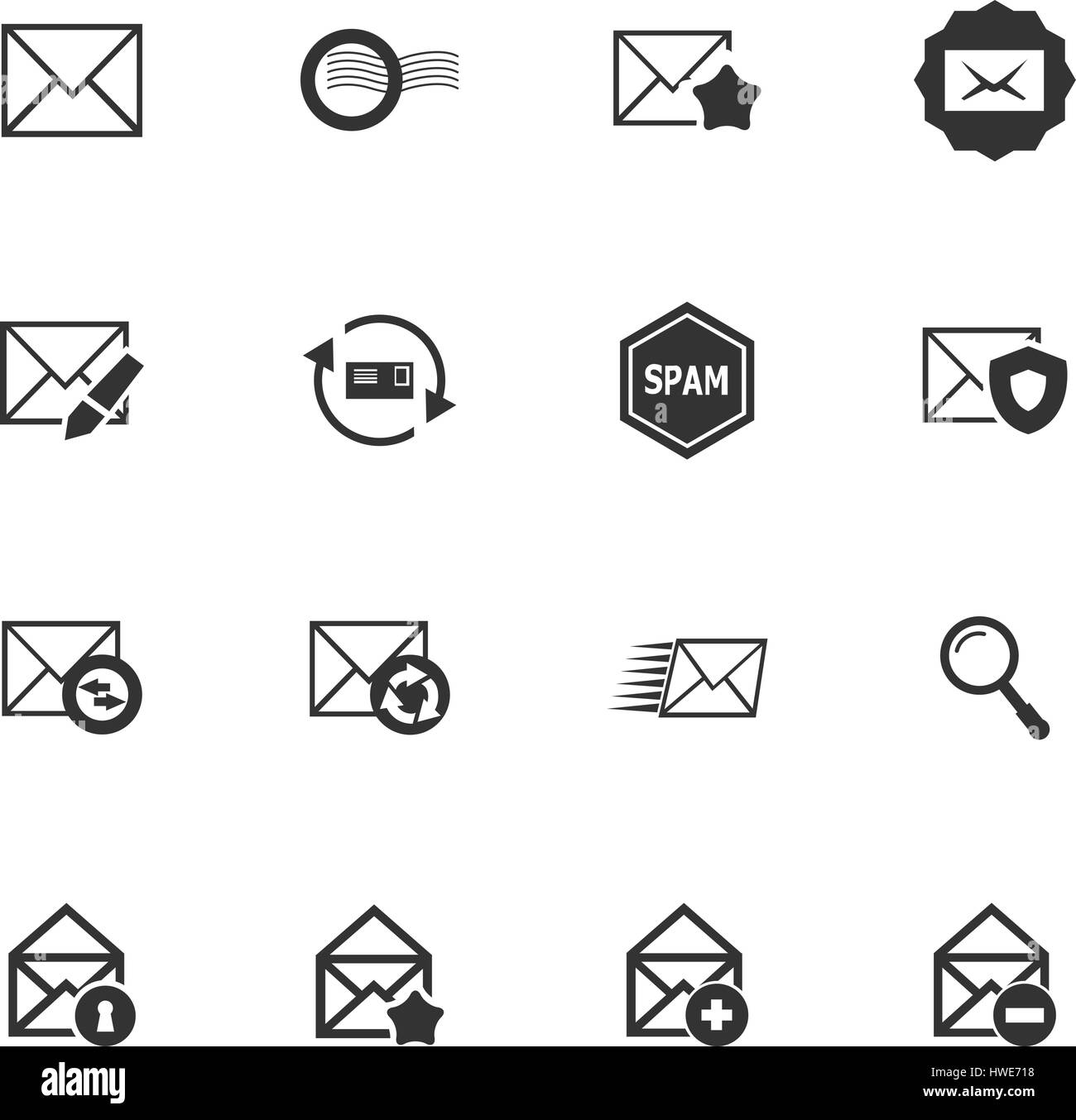 Mail and envelope icon set for web sites and user interface Stock ...