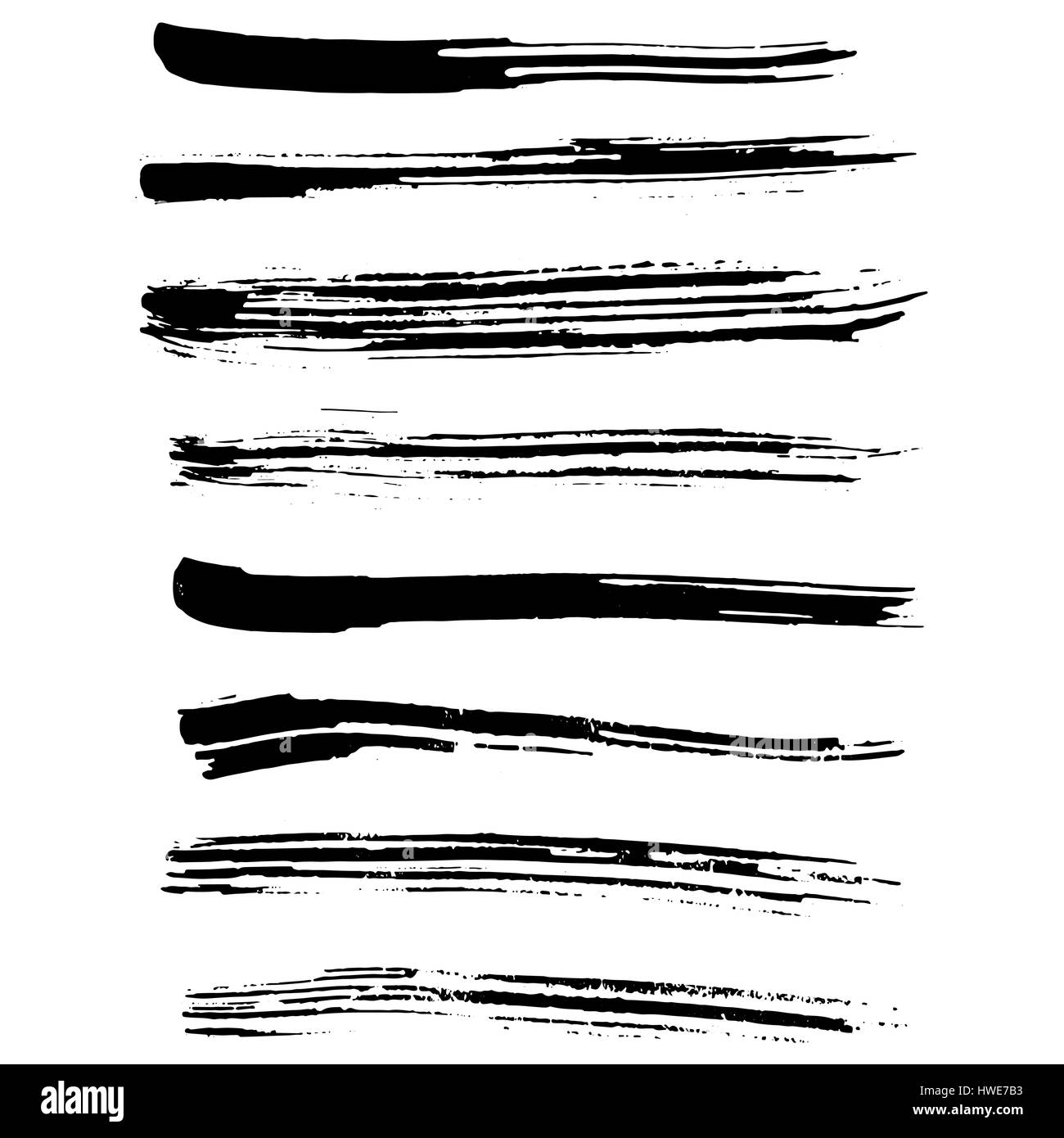 Set of ink vector brush strokes. Vector illustration. Grunge hand drawn ...