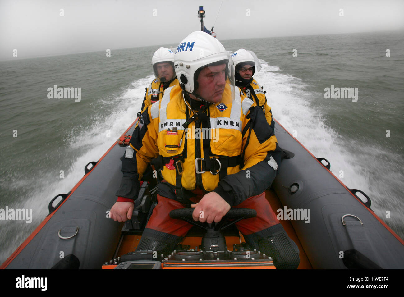 rescue operation by a lifeboat at the northsea Stock Photo