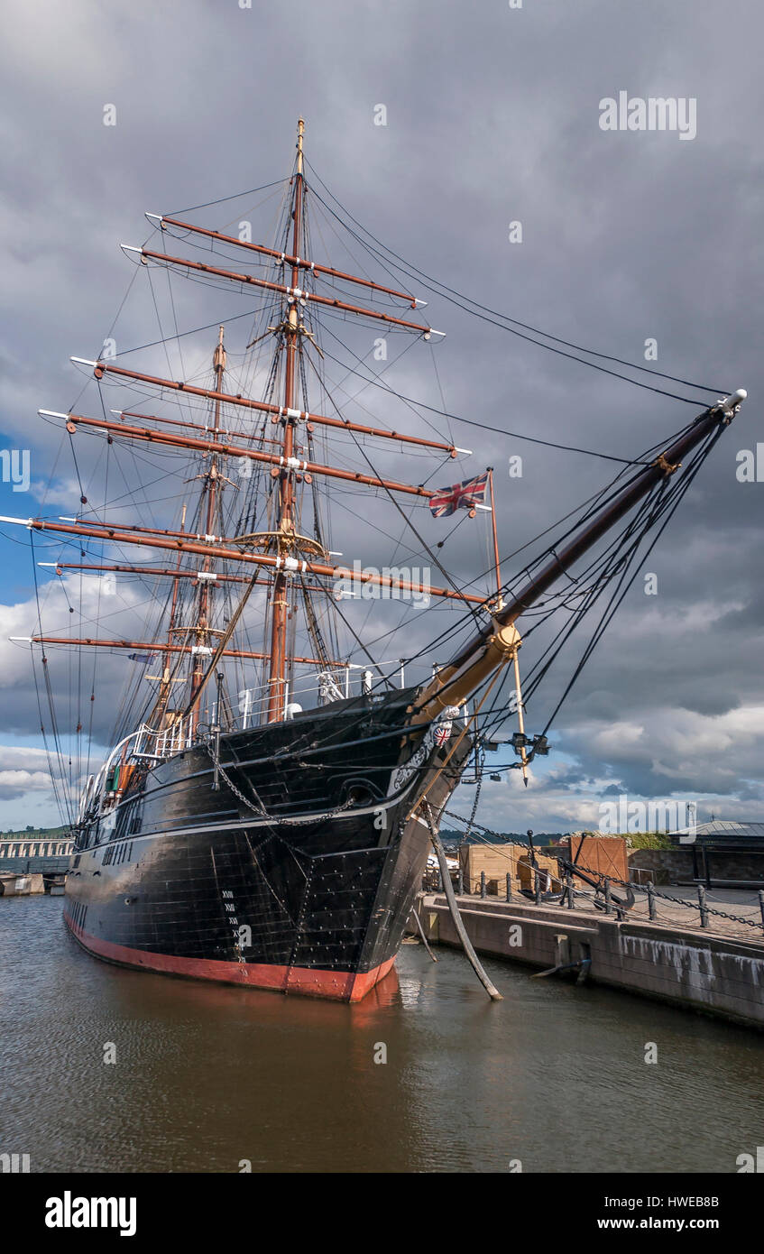 RMS Discovery in Dundee harbour. Scott of the Antarctic ship. Stock Photo